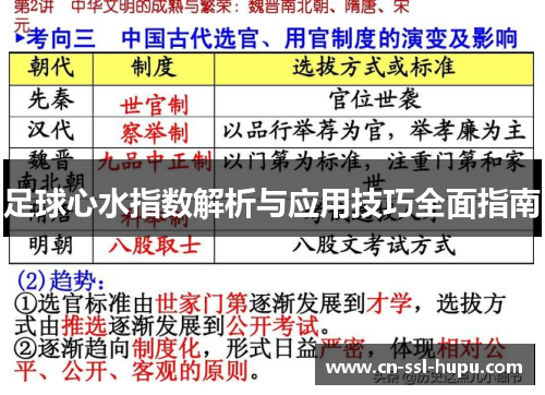 足球心水指数解析与应用技巧全面指南